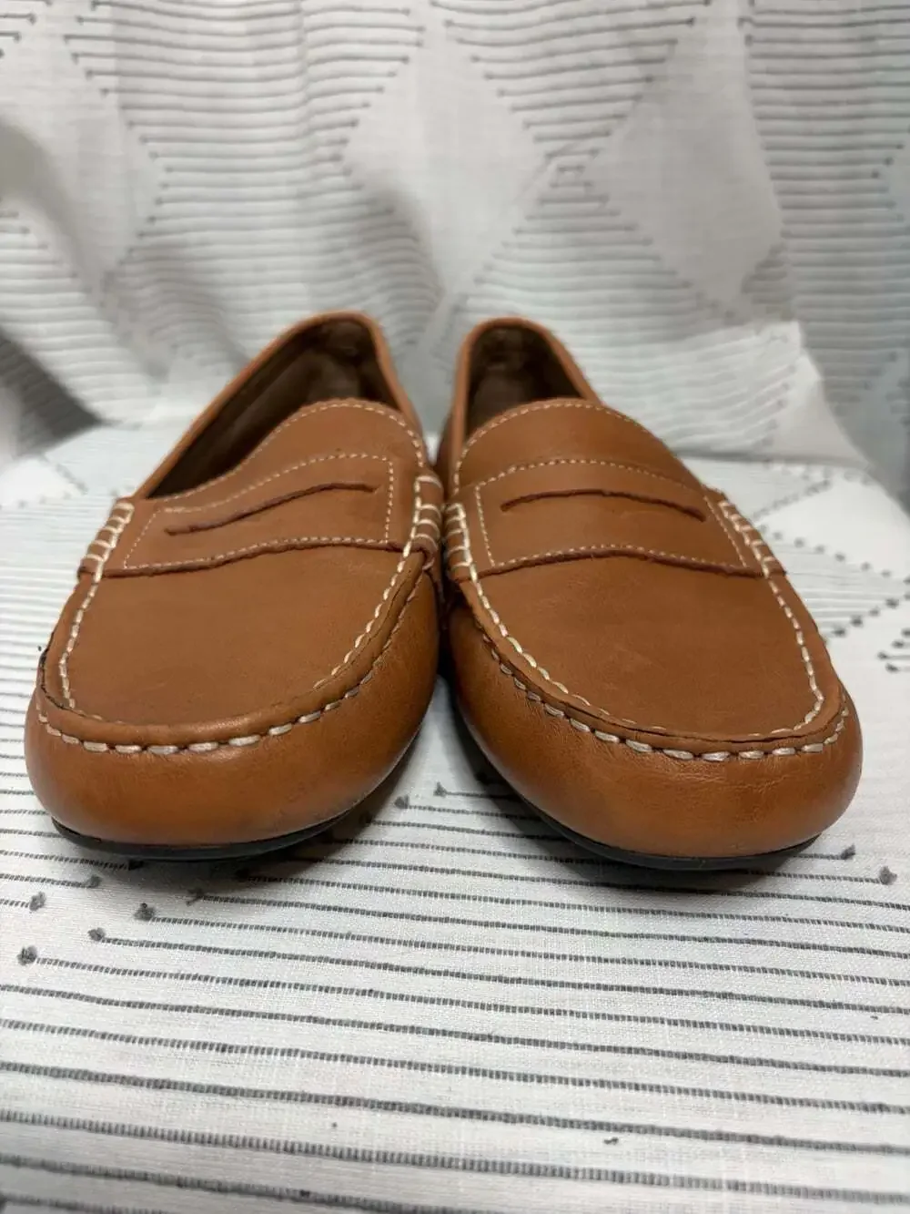 POLO RALPH LAUREN Junior Telly Leather Penny Loafers US 5.5 / EU 38 Tan
